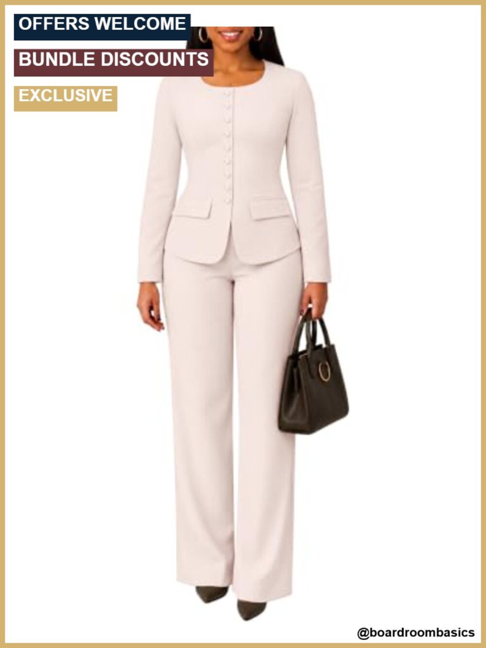 2 Piece Pant Suit Set Blazer Straight Leg Pants Business Professional Workwear